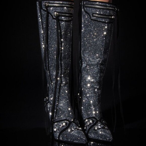 AZALEA WANG " THE MONARCH  MAVERICK "  STILETTO BOOT SILVER ( BRAND NEW !!!!!!! - Picture 2 of 14